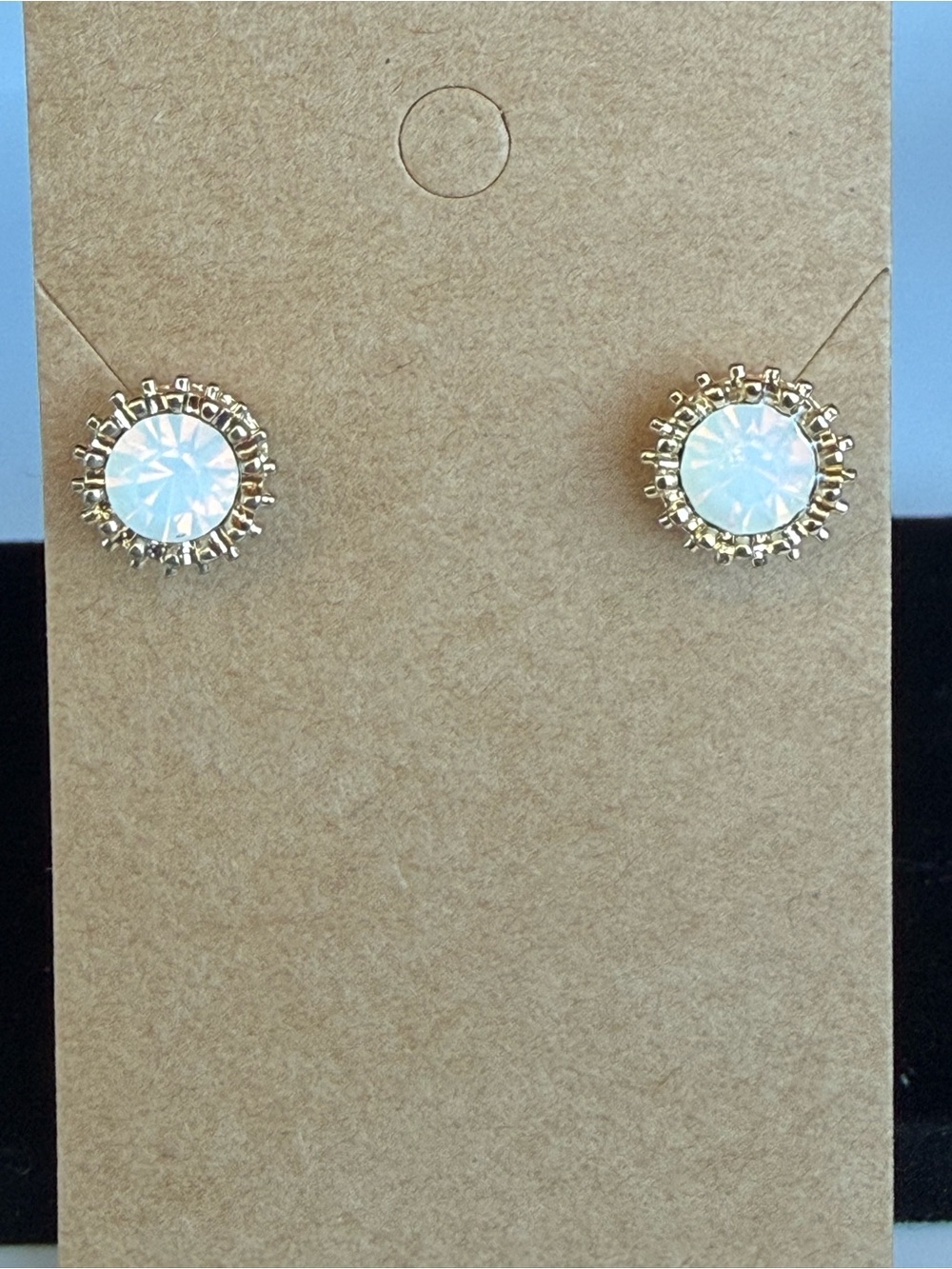 Park Lane Gold-Tone Opalescent Crystal Halo Stud Earrings